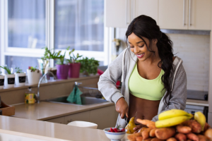 a person preparing food in the kitchen